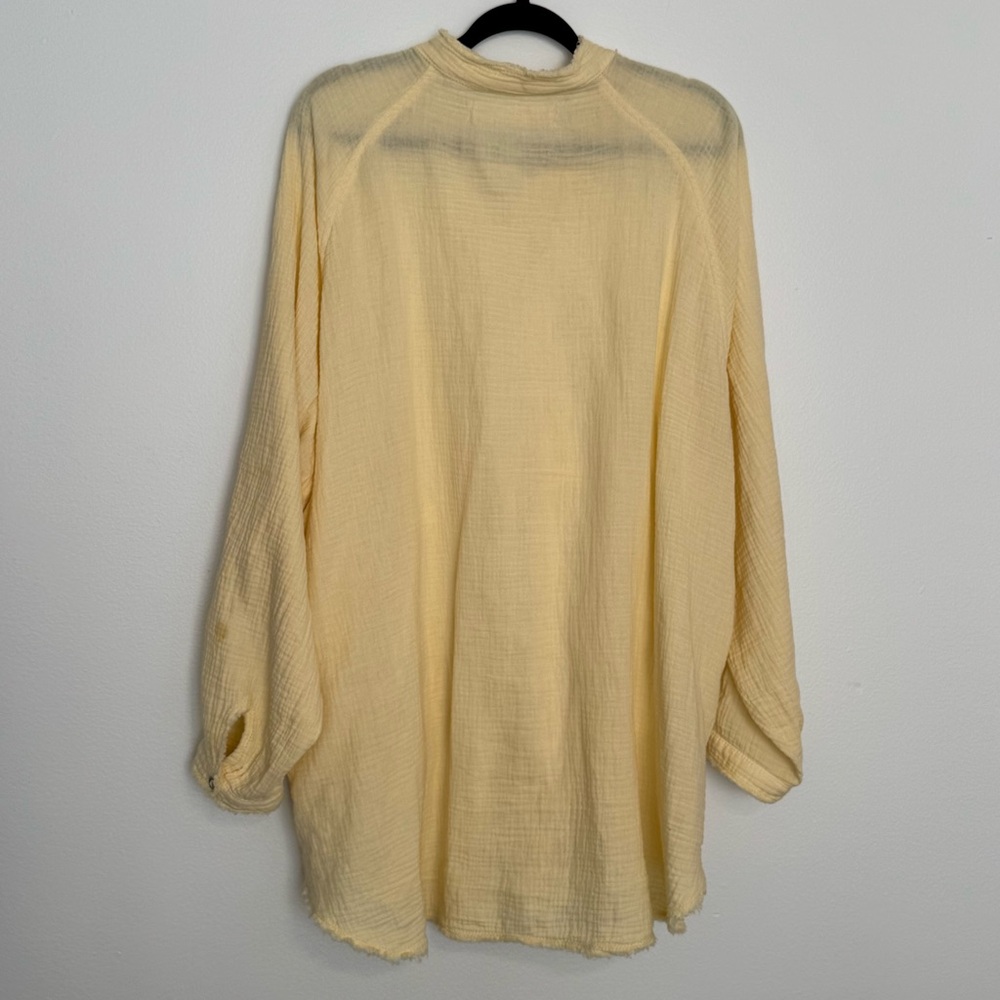 SOLD Free People We the Free Summer Daydream Buttondown Shirt Yellow Large - Picture 3 of 11